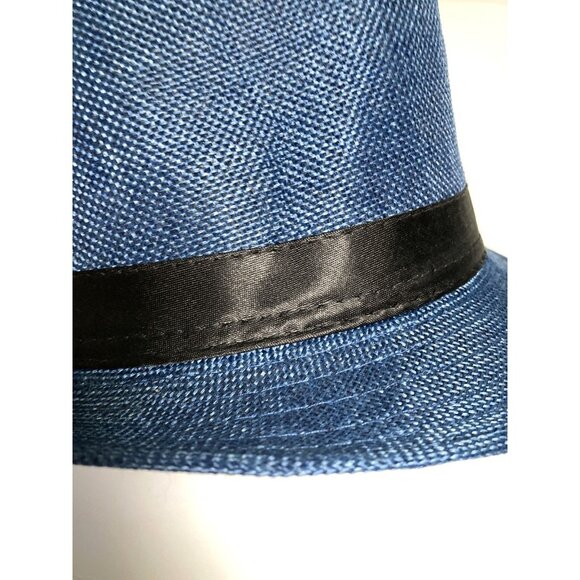 Fedora Trilby Hat, Blue, Textured Cotton Polyester Size 58 cm, 7 1/4, 22.83 in - Picture 6 of 7